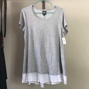 Casual Gray T-Shirt Tunic Layered Piece Size M